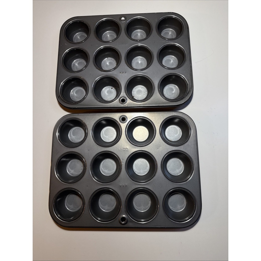 Ekco‎ Mini Cupcake Pan Lot Of 2 Holds 12 Cupcakes Each 7.5" X 10" X2